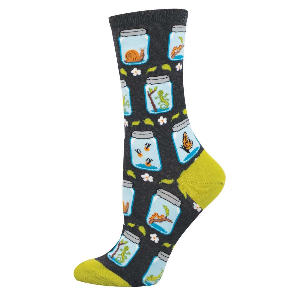 Bugs In Jars (Charcoal) Crew Socks S/M