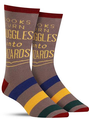 Books Turn Muggles into Wizards Men's Crew Socks