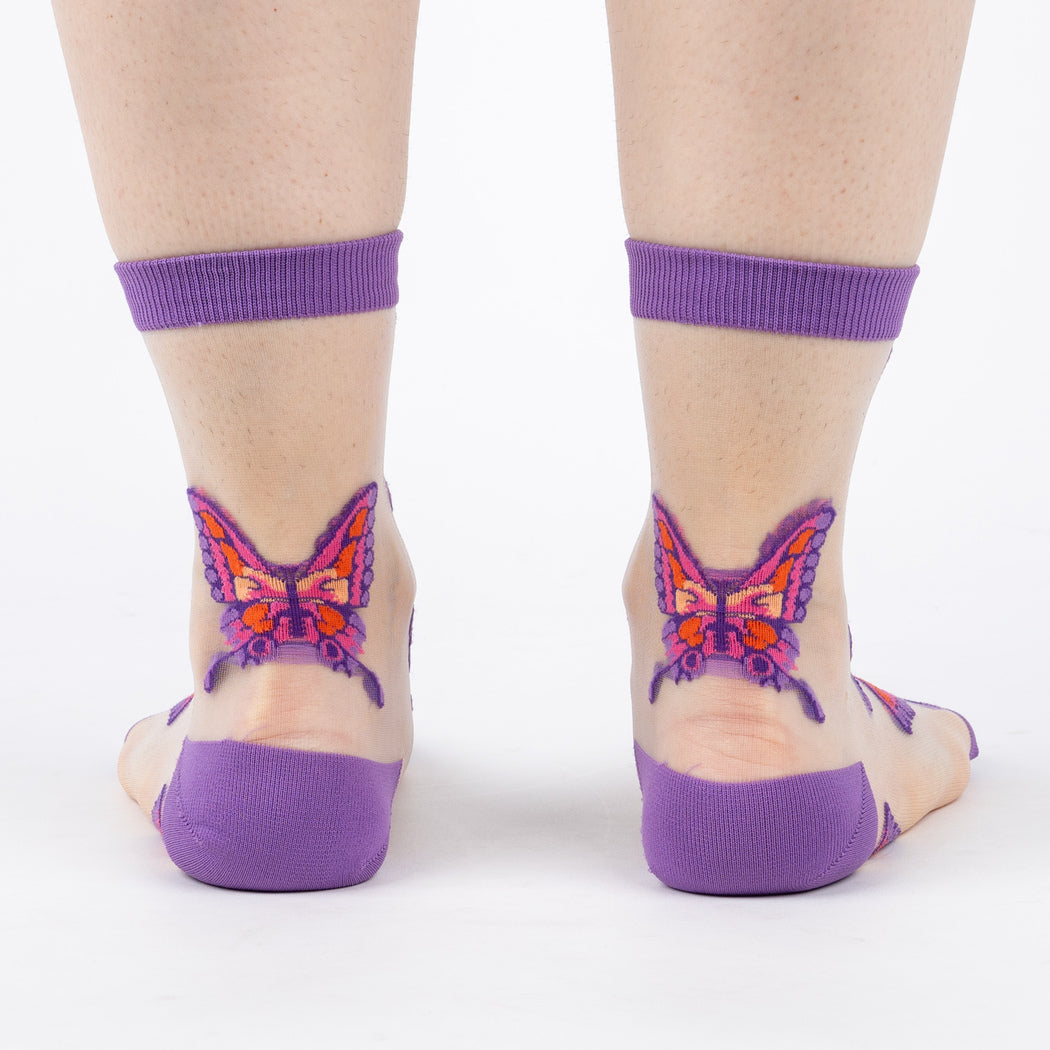 Flutterly Fabulous, Butterflies Sheer Crew Socks S/M